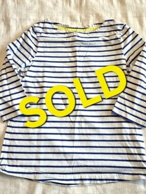 Johnnie B mini boden girls size 13-14 year blue & white stripe 3/4 sleeve shirt
